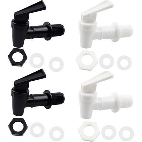 4pcsPlastique Robinet, Robinet De Tonneau, Distributeur De Boissons, Pour Fermenter Le Vin, La BièRe, Le Jus De Fruits, Les Boissons, Bec Verseur RéUtilisable (Noir, Blanc) (1/5)