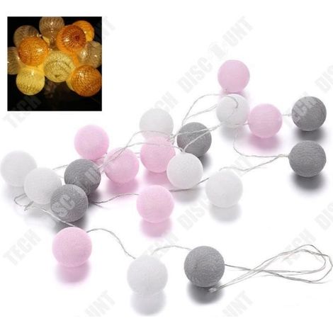 20 LED guirlande lumineuse solaire, boules de coton, lumière chaude 2800 K, décoration extérieure et intérieure nordique