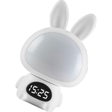 Niedliches LED-Nachtlicht mit Fernbedienung und Netzstecker, augenschonend für Schlaf, Schlafzimmer, Nachttischlampe, ideal für Babynahrung, weißes Kaninchen, monochromer Stil (1/5)