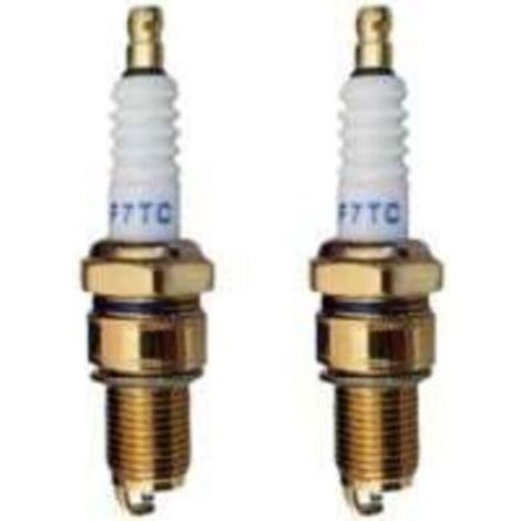 Bougie D'allumage,Bougies D'allumage en Métal,Bougie D'allumage à Électrode,Bougie D'allumage en Métal à Électrode,Bougie Moteur,Bougie Tondeuse a Gazon,F7TC Bougie D'allumage 2 Pièces (1/4)