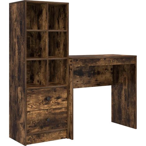 Maison Exclusive - Bureau avec tiroir avec étagère avec stockage 2 pcs Chêne fumé