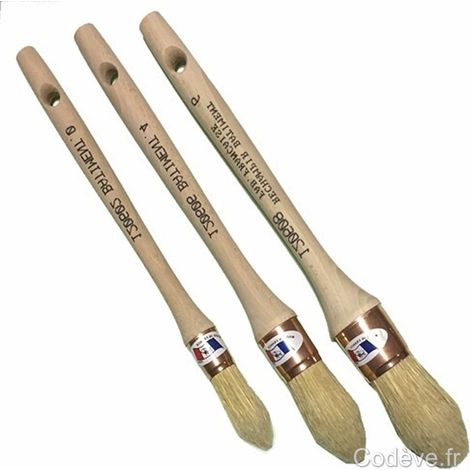 Codève Bois – Pinceau plat 25 mm – Poils en soie résistants aux solvants – Virole cuivrée pour soutien des fibres – Usage sur petites surfaces