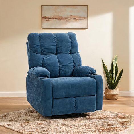 Fauteuil relax coloris bleu en polyester 88 x 96 x 108 cm (1/5)