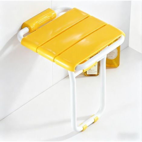 FLITI Shower Stool, Wall-Mounted Bath Seat, Folding Bath Chair, Non-Slip Corner Bath Stool for Pregnant Women, Wall-Mounted Bench for Children with Disabilities, with Legs (1/4)