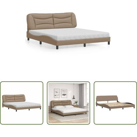 Kunstlederbett - Bett mit Matratze "Hvar" Cappuccino-Braun 180x200 cm Kunstleder (1/5)