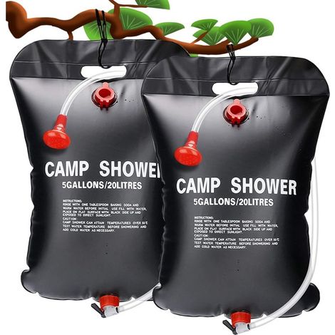 CYRILL –Lot de 2 Douche solaire de camping 20 L , portable et pliable , avec tuyau commutable et pommeau de douche , chauffe-eau solaire pour randonnée et alpinisme (1/5)