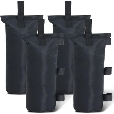 Juego de 4 contrapesos (54 kg) para toldos de tiendas de campaña plegables, bolsas de peso para cenadores, trampolines y pérgolas de exterior, color negro (sin arena). (1/5)