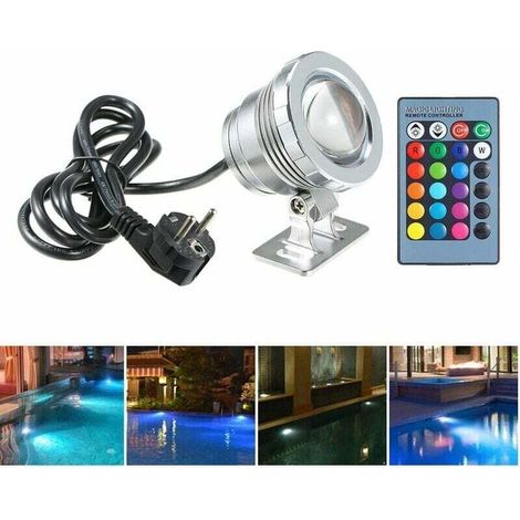 Wasserdichte RGB-Unterwasserleuchte, Aquariumleuchte, RGB-Flutlicht silber, Flugzeugspiegelgehäuse, 10 W