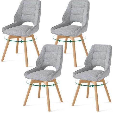 WAFTING Lot de 4 Chaises de Salle à Manger Pivotante, Chaise de Cuisine Scandinave, Pieds en bois massif, Gris Clair (1/5)