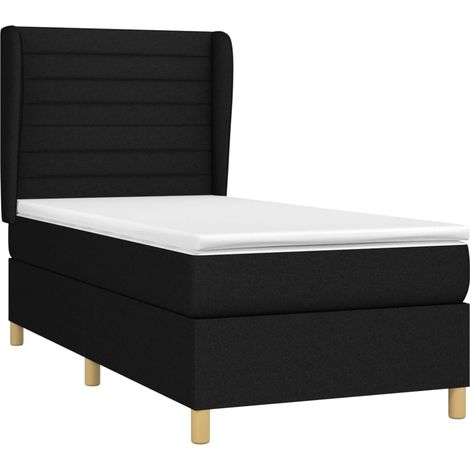 vidaXL Sommier à lattes de lit avec matelas Noir 100x200 cm Tissu (1/5)