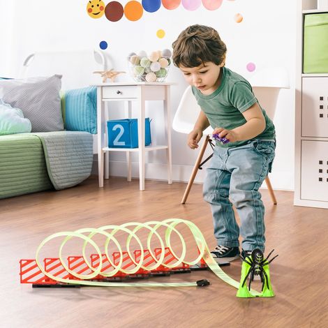 Piste de Voitures avec Effets Lumineux et Voiture Inclus, Jeu pour Enfants de 3-6 Ans, Vert et Rouge (1/5)
