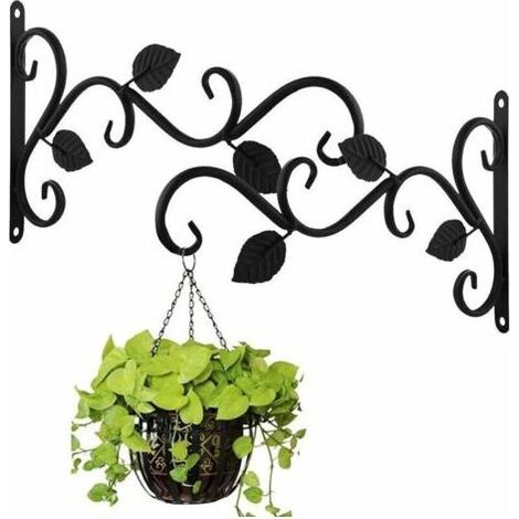 Supports de Panier Suspendu, Crochets de Suspension Muraux en Fer, Métal Supports d’accrochage pour l’extérieur avec Vis, Décoration de Jardin pour Plantes Lanternes Carillons éoliens (2 Pièces (1/5)