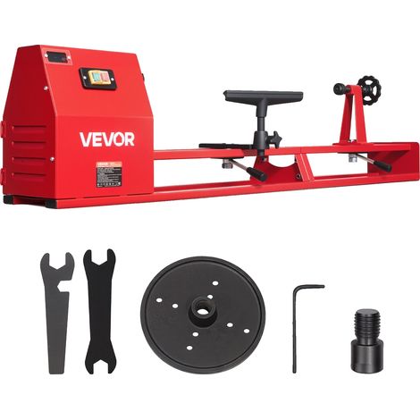 Torno para madera Vevor de 1/2 hp, torno de sobremesa de 355 x 1016 mm, 4 velocidades (720/1240/1750/2150 rpm), con soporte para herramientas, llaves, mesa y alta resistencia. (1/2)