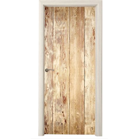 STICKER DE PORTE Bois - Vintage - Etagère - Chêne Décoration Chambre