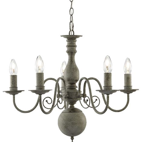 Lampadario Contemporaneo Greythorne Acciaio Grigio 5 Luci E14 (1/5)
