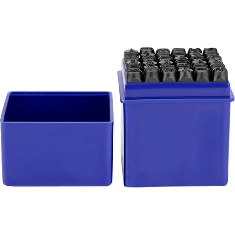 Set di 36 punzoni in acciaio al carbonio da 6 mm per numeri e lettere maiuscole su metallo, legno, pelle e plastica (1/5)