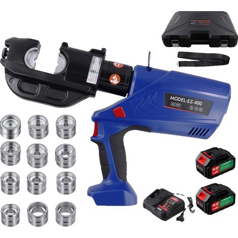 Outil de sertissage hydraulique, haute efficacité, batteries rechargeables, 2 batteries (1/2)