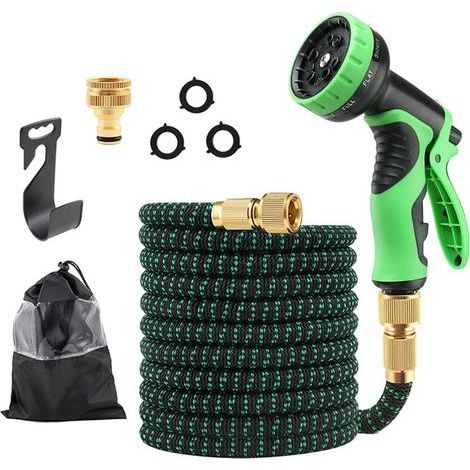 Pistolet pulvérisateur haute pression en plastique pour jardinage et lavage de voiture, tuyau magique auto-extensible, tuyau d'arrosage haute pression (Norme UE, 50FT) (1/4)