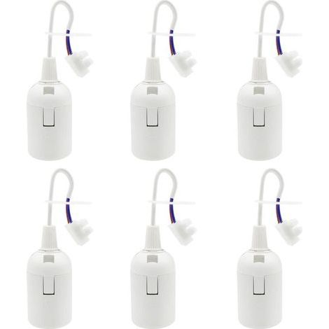 6 Stück E27 Lampenfassung 4A 250V Baustellenfassung für Glüh- und LED-Lampen oder Industrie (max. 60W/ Weiß) (1/5)