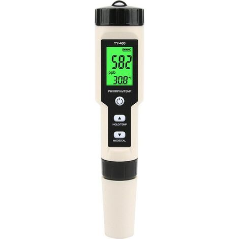 Testeur de qualité de l'eau, 4 en 1, PH/ORP/riche en hydrogène/température, protection IP67, matériau ABS, noir/blanc (1/5)