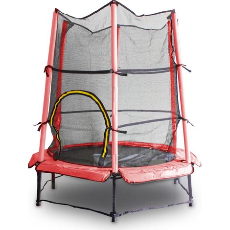 Kindertrampolin Gartentrampolin 140 cm Fitness Trampolin Komplettset für Indoor und Outdoor (Rot)