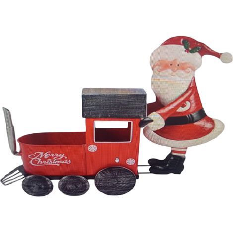 Trenino di Babbo Natale rosso in Latta Lungo cm 47 Porta Doni ai Bambini (1/4)