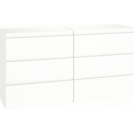 Kommoden 2er-Set 3 Schubladen Weiß MDF Schmal Beistelltisch Nachttisch (1/5)
