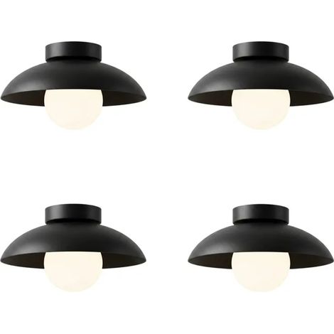 4x Plafonnier Vintage,Moderne Lampe de Plafond Industriel Abat-jour en Métal Designe Demi - cercle G9 Lustre Noir pour Entree (1/5)