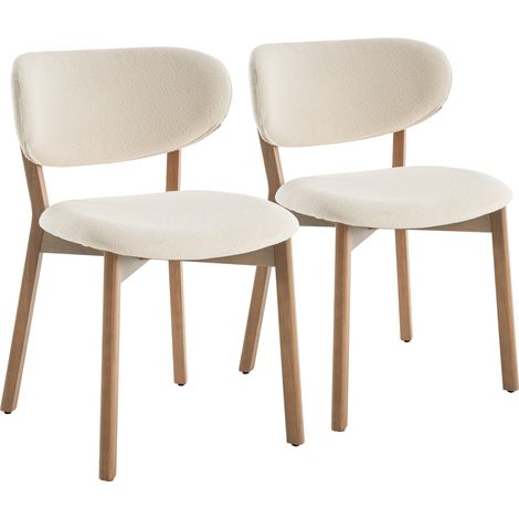 Set di 2 sedie AURA beige in tessuto loop e legno chiaro