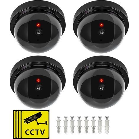 Attrappe einer Überwachungskamera, Attrappe einer Überwachungskamera für den Außenbereich mit roter LED-Leuchte, für Unternehmen, Geschäfte und Privathaushalte (Schwarz) (1/5)