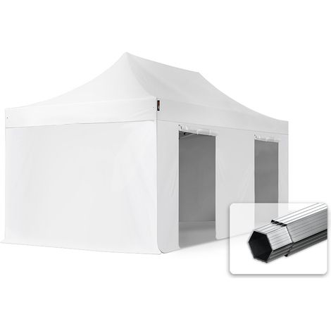 3x6m Pop Up Gazebo PROFESSIONAL Aluminium 40 mm, incl. Sidewalls, white High Performance Polyester approx. 400g/m² (1/5)