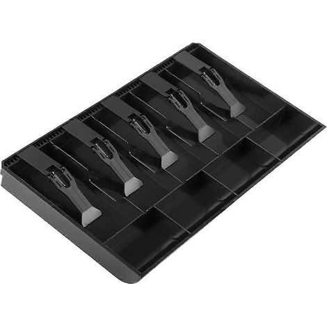 Plateau de caisse/tiroir de caisse intégré avec 5 compartiments pour billets et 4 compartiments pour pièces, boîte de rangement pour pièces en matériau ABS durable. (1/5)