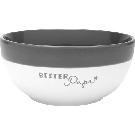 Bol avec motif Bester Papa - En grès émaillé coloré - Avec inscription en allemand - 60 cl - Gris - Petit déjeuner, bol à céréales - Cadeau pour la fête (1/4)