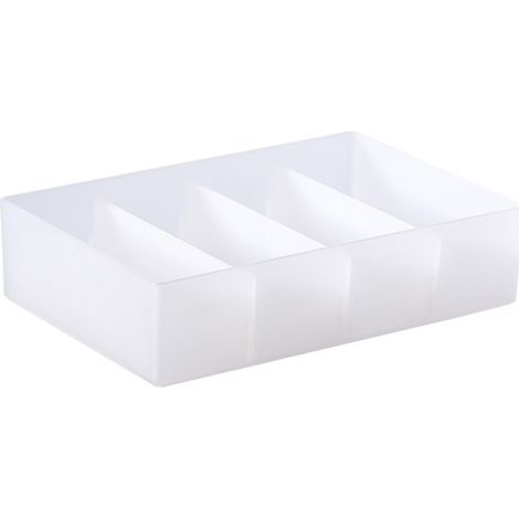 Schubladenorganizer mit 4 Fächern – Modulare und herausnehmbare transparente Aufbewahrungsbox aus Kunststoff – Austauschbare Trennwände (1/5)