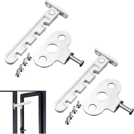 Bloque-fenêtre - Lot de 2 - Butée de fenêtre blanche - Ouvre-fenêtre - Accessoire de fenêtre - Bloque-porte - Crochet (1/4)