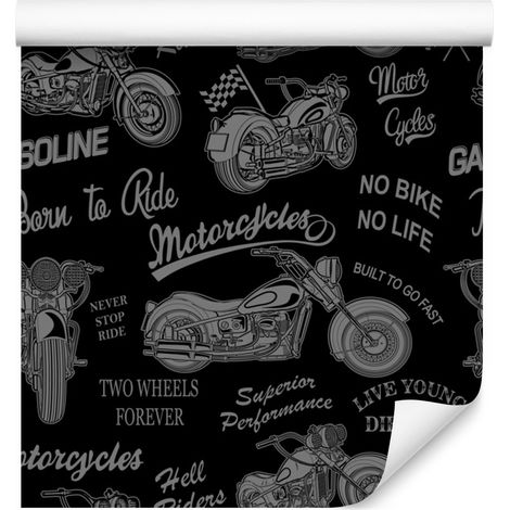 Papier peint motos vintage avec inscriptions vintage 50x1000 cm (1/5)
