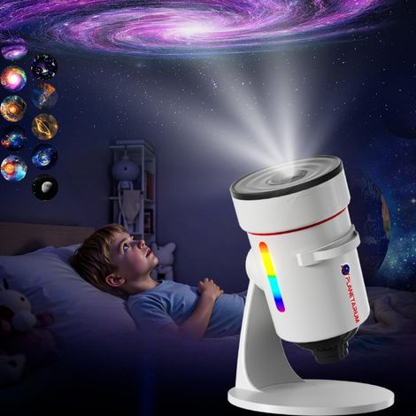 Galaxienprojektor, verbesserte HD-Linse für Sternenprojektor, 10 realistische Nebelszenarien, Raumbeleuchtung, Schlaftimer und 8-farbiges Nachtlicht, extra breite Projektionsfläche