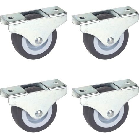Roulettes Fixes pour Meubles 4 Pièces 50mm x 19mm, TPE, Fixation Directionnelle, Charge 165kg, Ne Laisse Pas de Traces (1/4)
