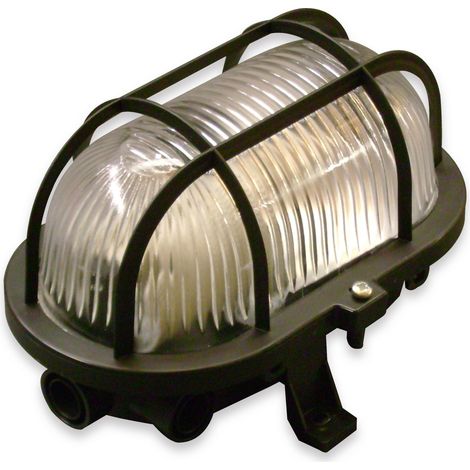MÜLLER-LICHT Feuchtraumleuchte, 20300023, OVAL Leuchte + Schutzkorb, schwarz