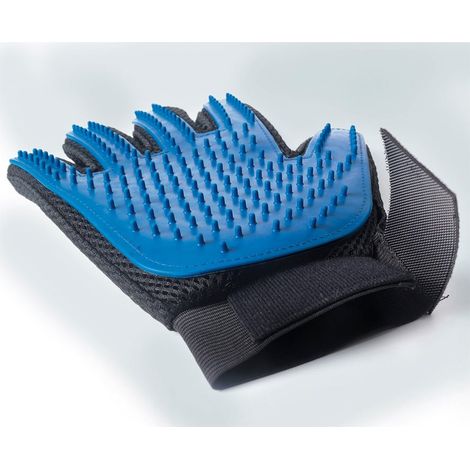 Gant doux au toucher avec poils en silicone et fermeture velcro pour le toilettage des chiens et des chats
