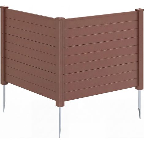 Clôture brise-vue marron en PP 122 x 95 cm à 2 panneaux avec 3 piquets galvanisés pour jardin terrasse et cour (1/5)