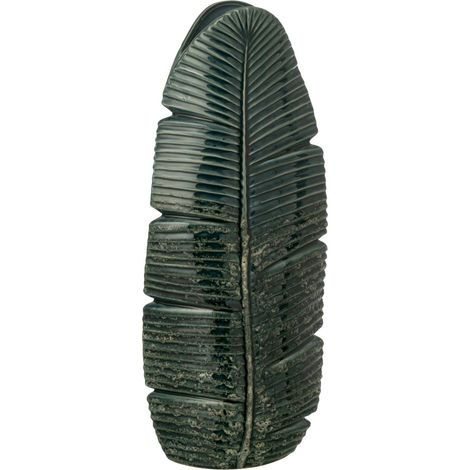 Vase feuille en grès vert foncé - vert foncé (1/2)