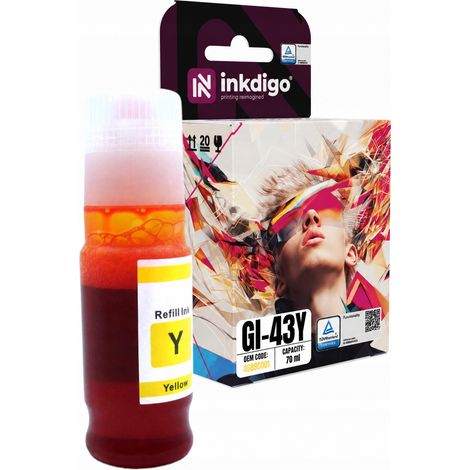 Inchiostro Inkdigo GI43Y compatibile con Canon Pixma G540 G640, certificato TÜV. (1/5)