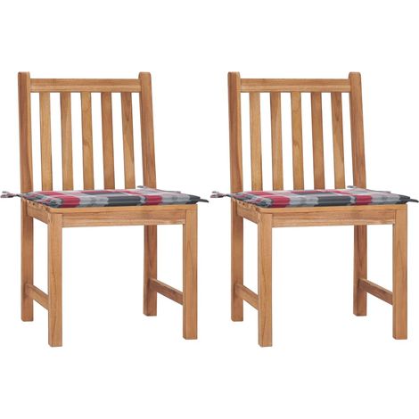 Gartenstühle 2 Stk. mit Kissen Massivholz Teak (1/5)