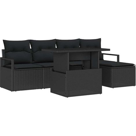 Garden Sofa Set with Storage 6 pcs Black Poly rattan vidaXL (1/5)