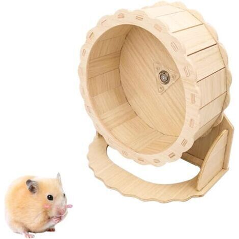 Roue de Hamster Roue d'exercice Silencieuse en Bois,Roue Hamster Roue de Course pour Hamster,Roue d'exercice pour Hamster Roue Bois Hamster Roue d'exercice pour Hamster,21cm (1/5)