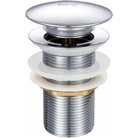 Bonde de lavabo pop-up sans trop-plein – Vidage clapet push open en laiton chromé – Hauteur 78mm – Diamètre 66mm – Raccord G 1-1/4 - DDTP01TY (1/5)