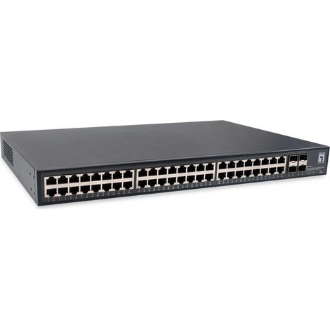 LevelOne GTU-5211 Conmutador Ethernet Gigabit no administrado de 52 puertos, 48 x Gigabit RJ45, 4 x 10GbE SFP+ (1/5)