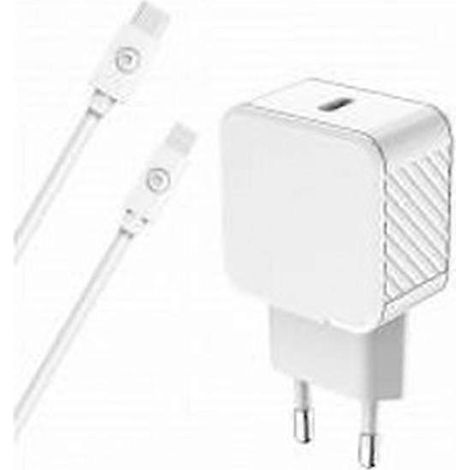 Adaptateur secteur USB-C compatible, câble de données USB-C/Lightning à charge rapide 30 W, blanc. (1/5)