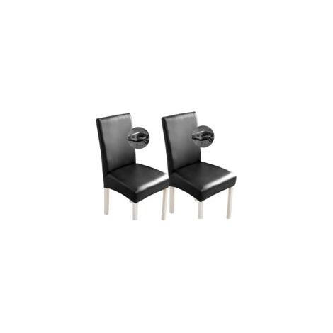 Lot de 2 housses de chaise en cuir PU noir, imperméables et faciles à nettoyer, protection moderne (1/5)